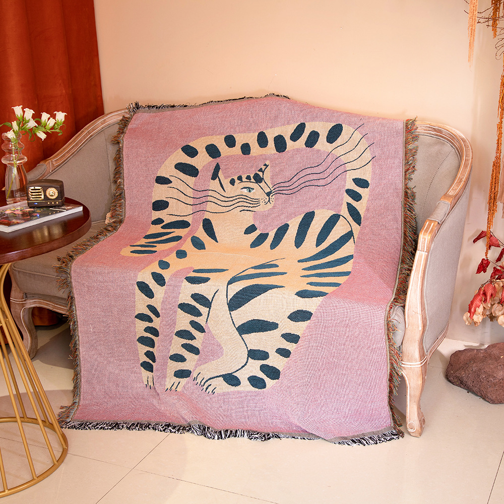 Boho Abstract Cat Jacquard Thr - Boho Throw Blanket Fringe ulasan dan harga