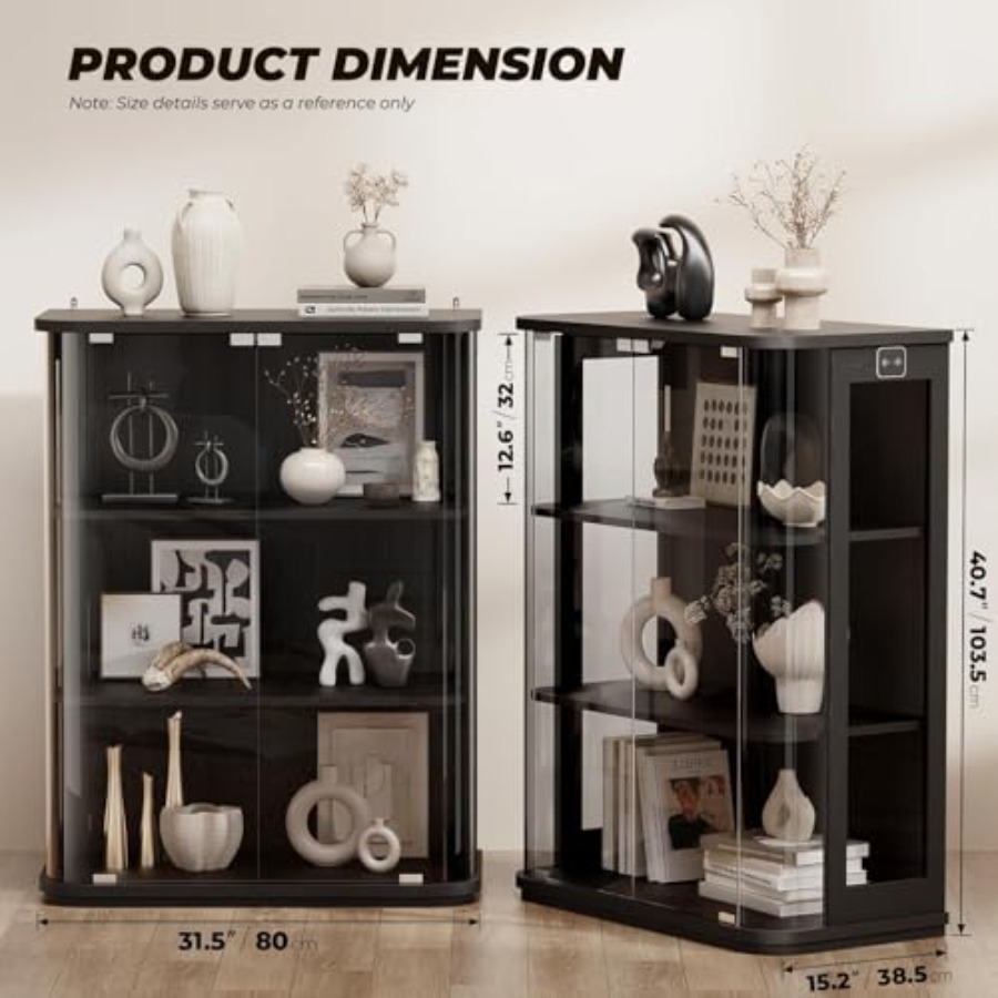 3-Tier Rounded Display Cabinet - Lighting ulasan dan harga