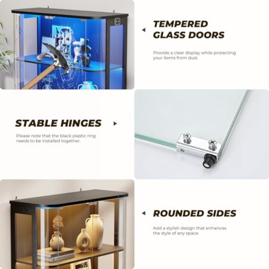 3-Tier Rounded Display Cabinet - Lighting ulasan dan harga