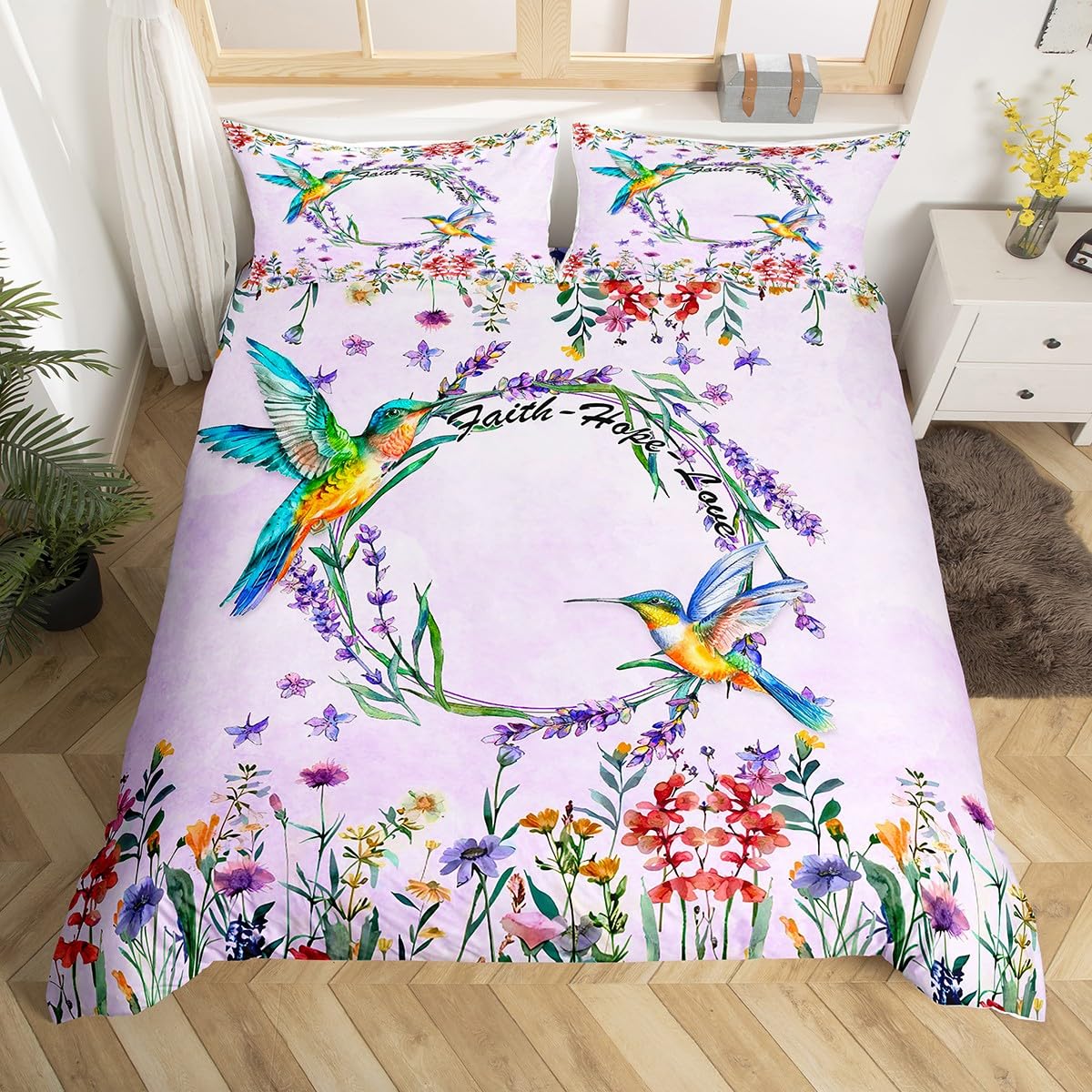 Hummingbird Bedding Set Luxury - Aesthetic Floral Duvet Cover ulasan dan harga