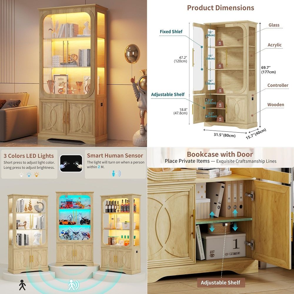 Display Cabinet with Glass Doo - Storage & Organization ulasan dan harga