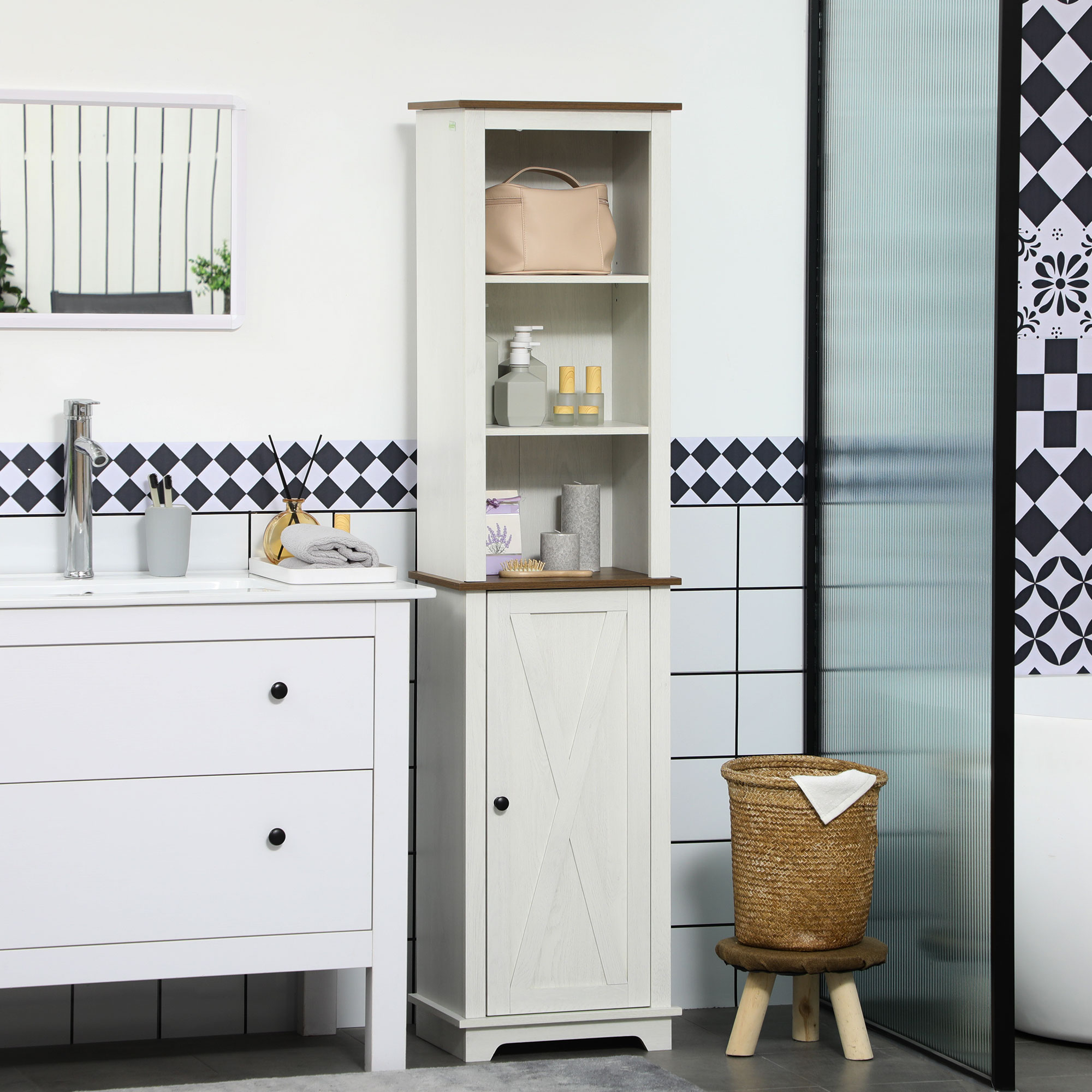 Farmhouse Bathroom Cabinet, Ta - Storage & Organization ulasan dan harga