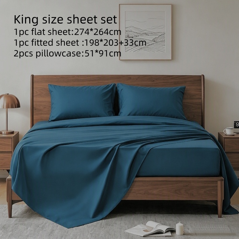4Pcs King Size Bed Sheet Set 1 - Fitted Bed Sheets Deep Pocket ulasan dan harga