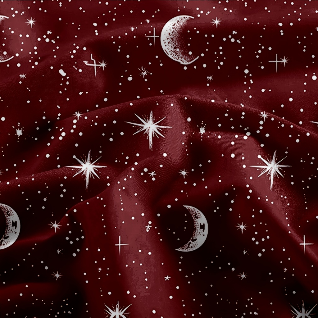 4Pcs Red Moon And Star Print M - Fitted Bed Sheets Deep Pocket ulasan dan harga