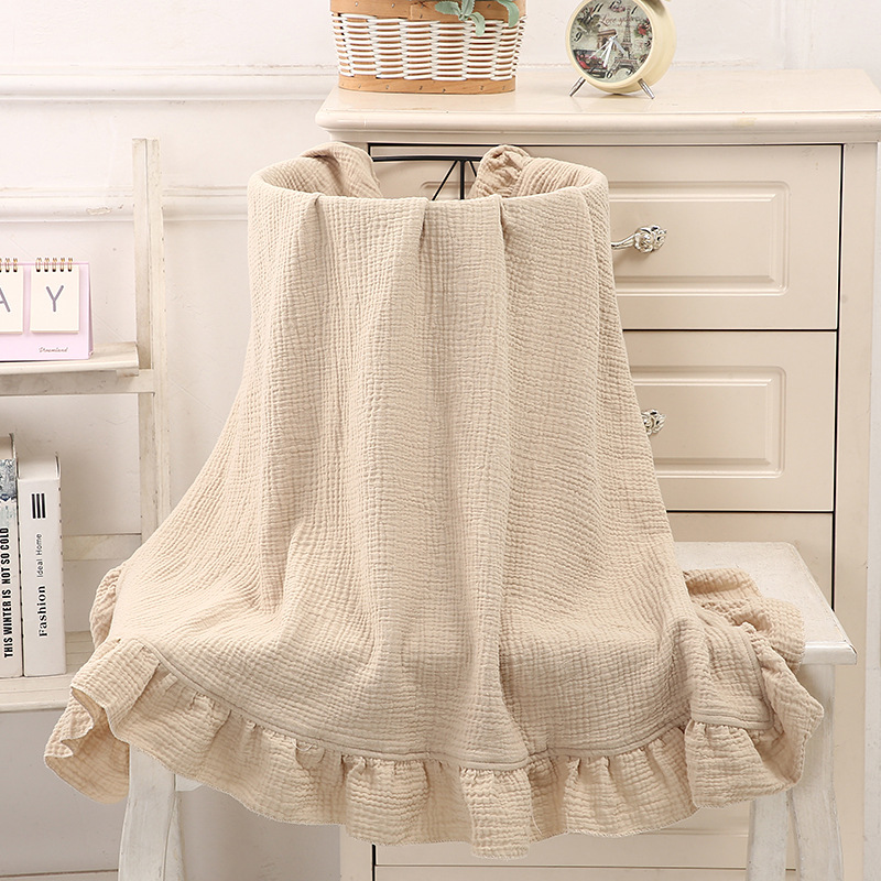 100% Cotton Ruffled Muslin Bla - Muslin Cotton Bedspread ulasan dan harga