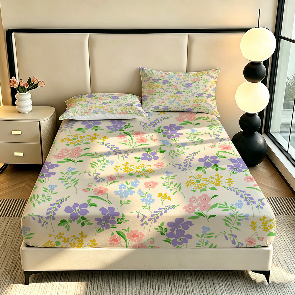 Colorful Flower Fitted Sheet 3 - Fitted Bed Sheets Deep Pocket ulasan dan harga