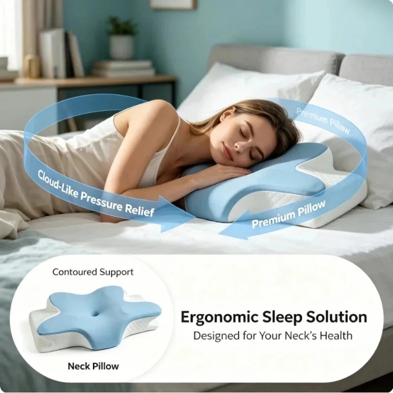Breathable Cooling Memory Foam - Memory Foam Orthopedic Pillow Neck Pain ulasan dan harga