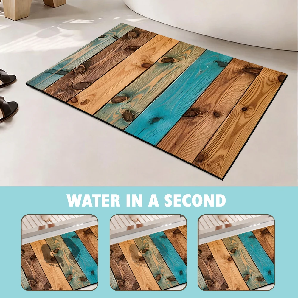 Vintage Reclaimed Wood Diatomi - Quick Dry Diatomite Bath Mat ulasan dan harga